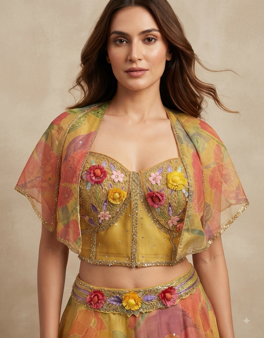 Sunlit Bloom Organza Lehenga Set