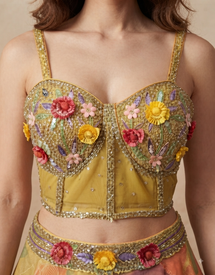 Sunlit Bloom Organza Lehenga Set