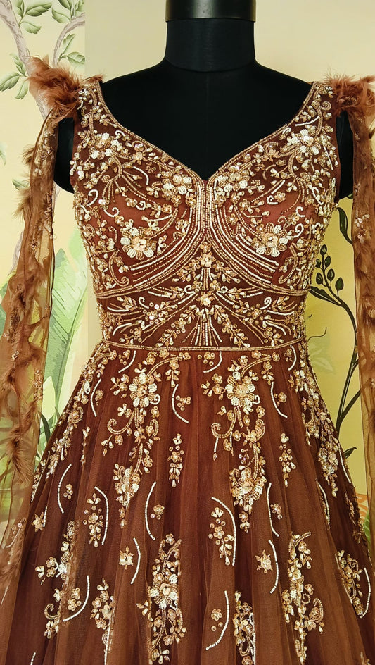 Feathered Glow Gown