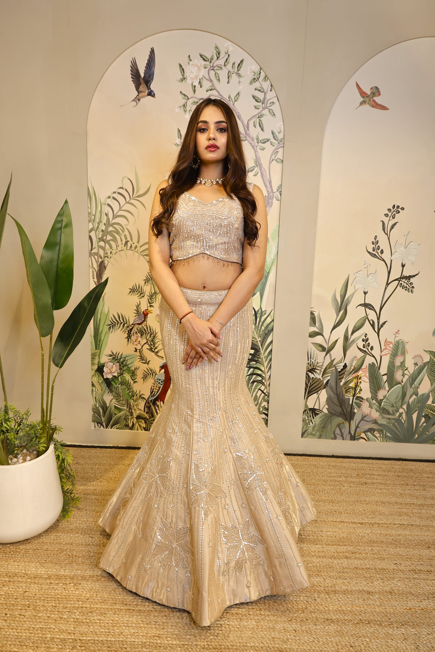 Fishcut Gold Lehenga