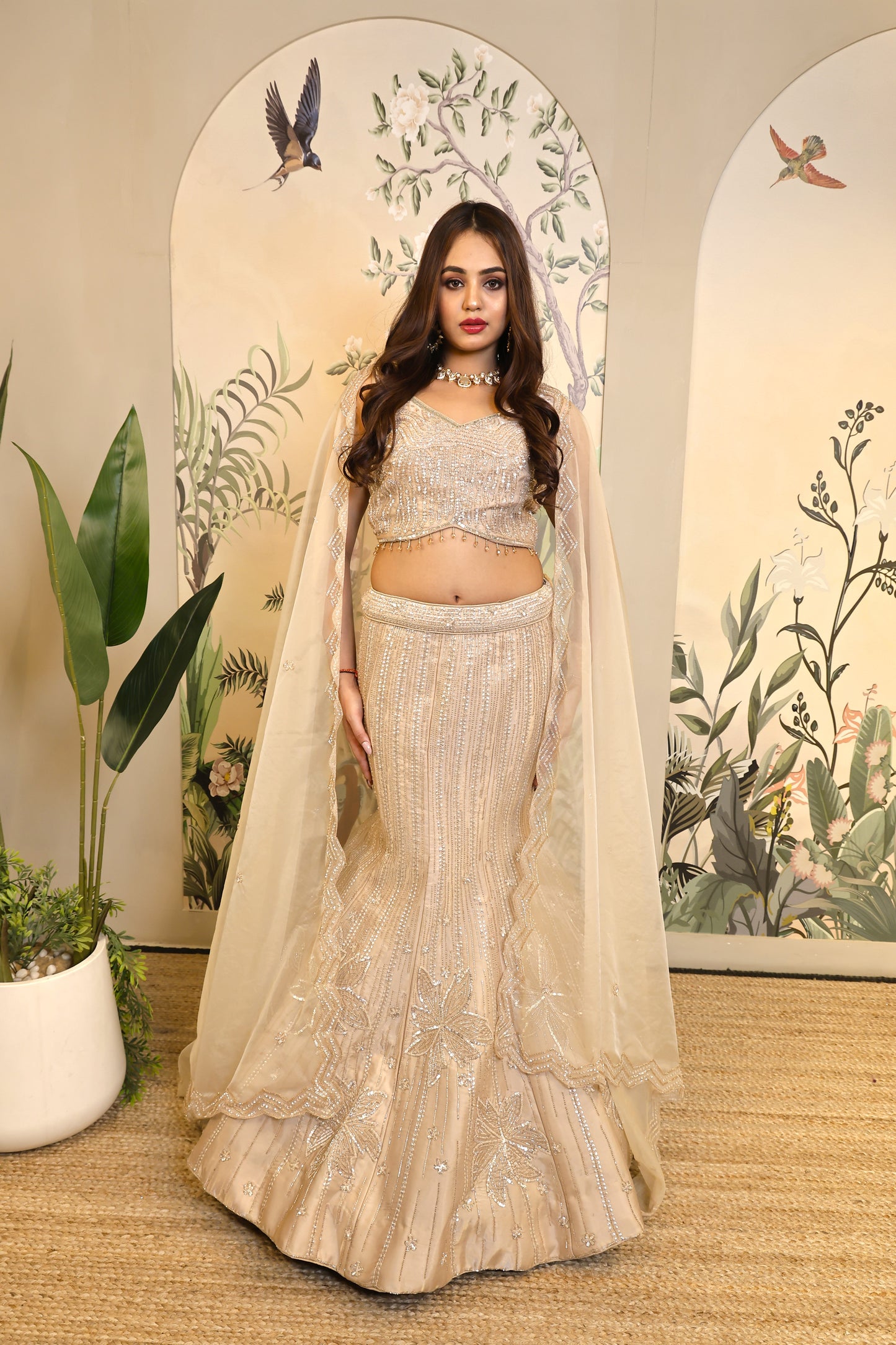 Fishcut Gold Lehenga