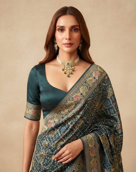 Forest Zari & Cutdana Georgette Saree