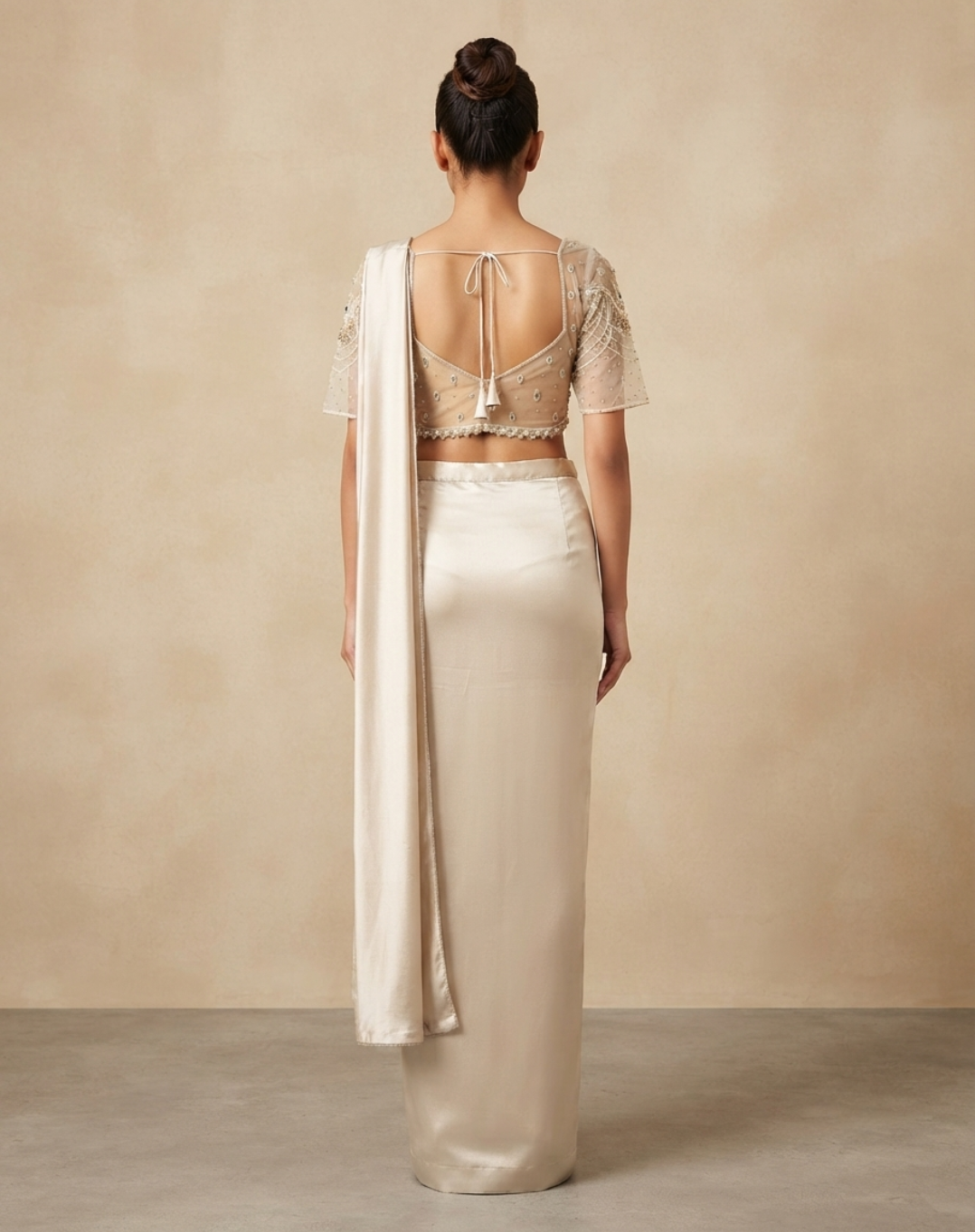 Ivory Prism Drape Saree
