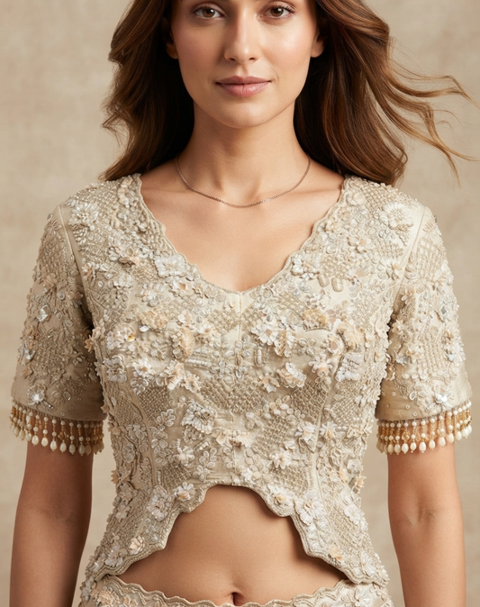 Petal Reverie | Cutdana & Floral Embellished Lehenga