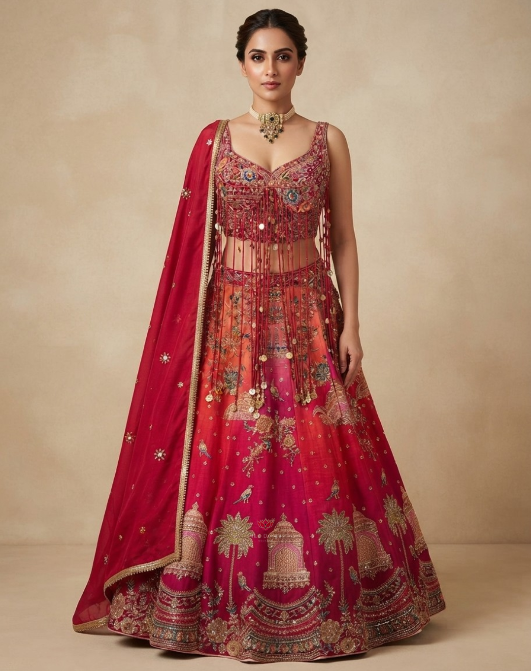 Gulmohar Royale | Zari & Mirror Work Bamber Silk Lehenga