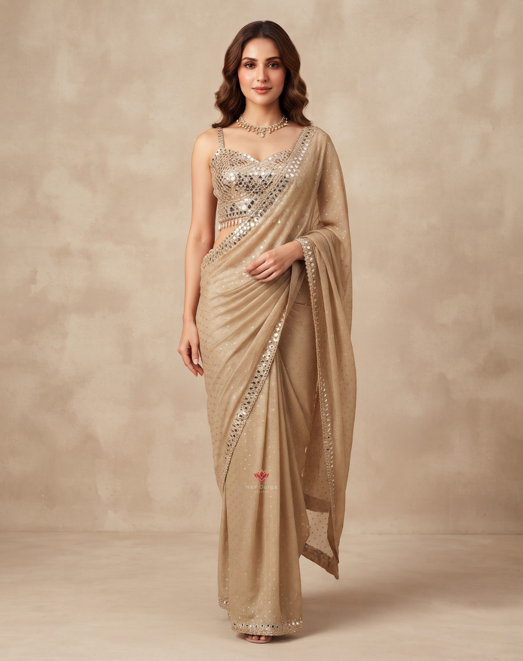 Mirror Muse | Mirror Work & Tassel Tissue Saree