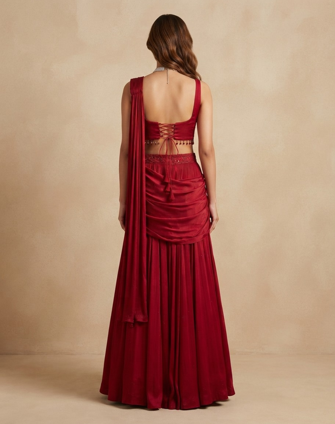Scarlet Reverie Draped Set