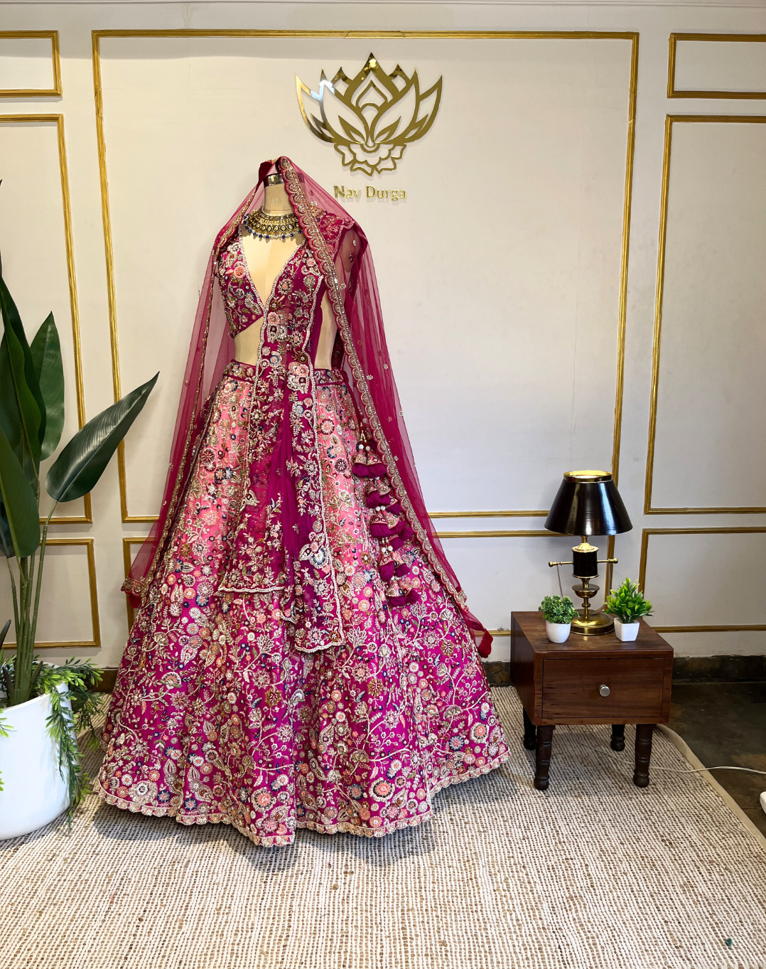 Royal Bloom | Hand-Embroidered Raw Silk Bridal Lehenga
