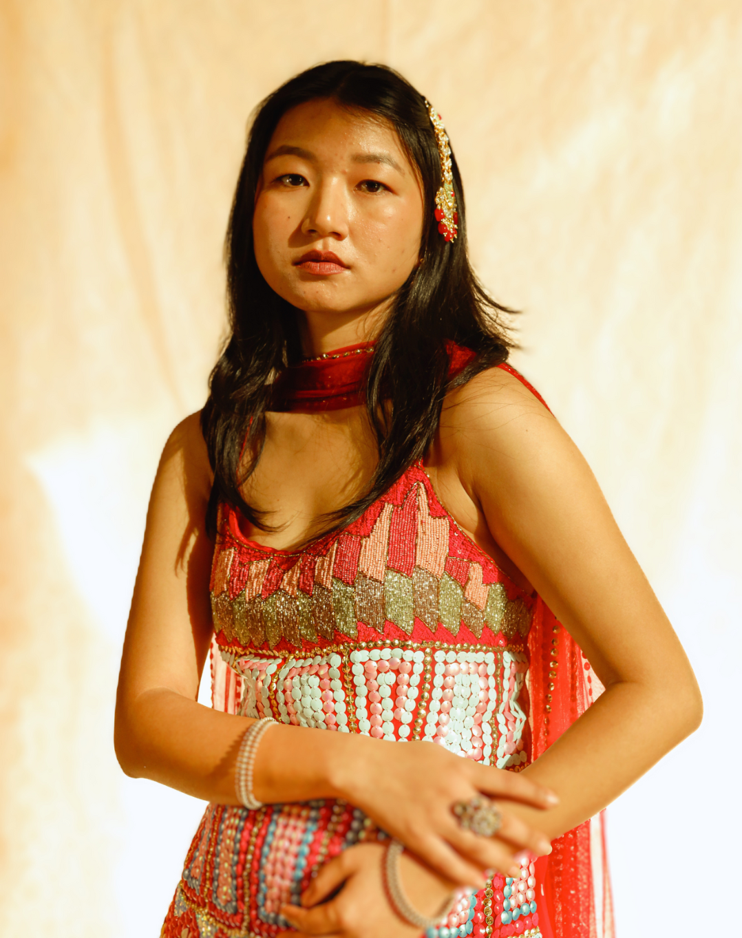 Red Sharara Set