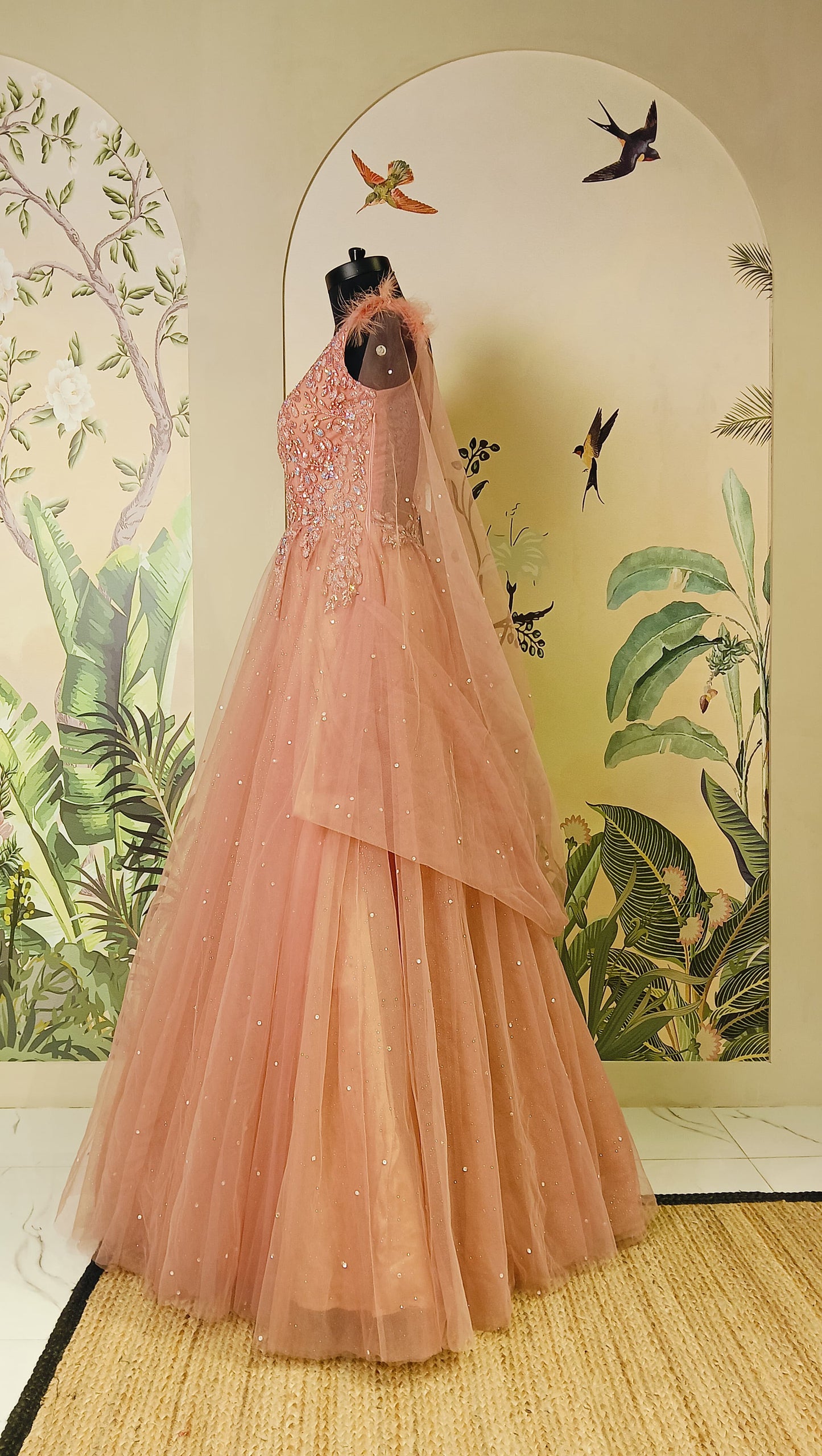 Peach Feather Gown