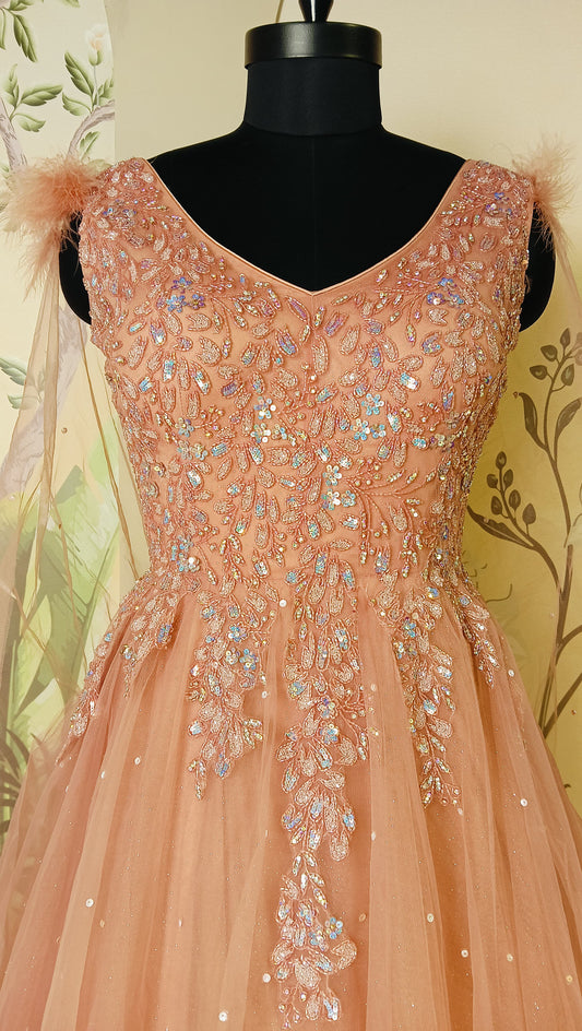 Peach Feather Gown