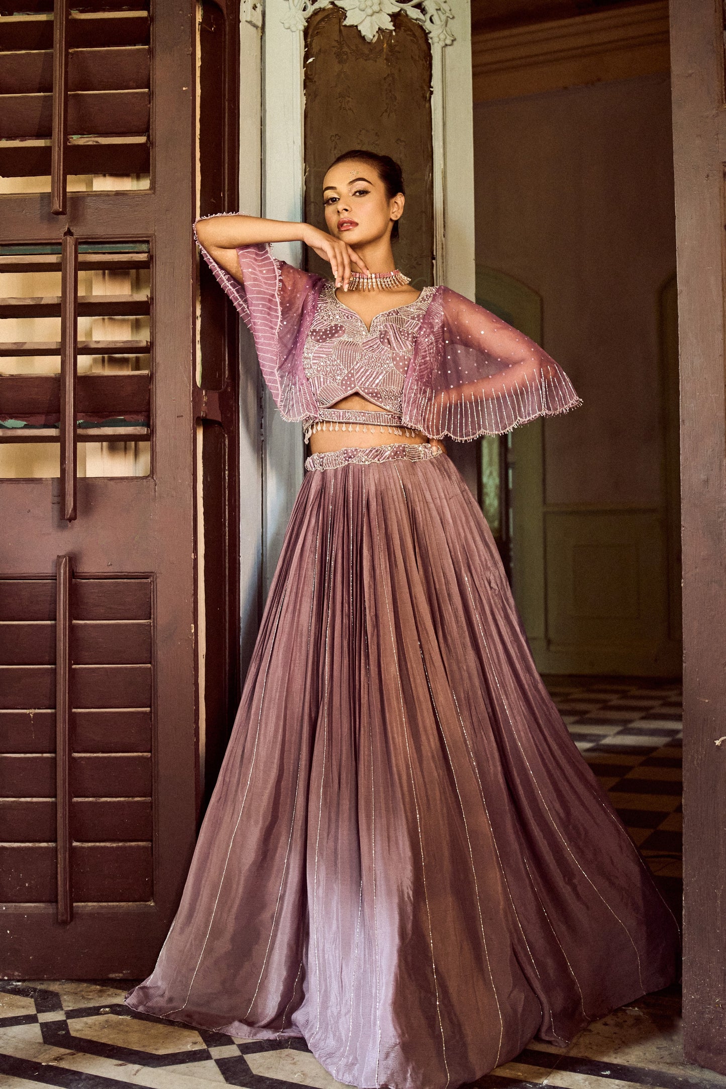 Lustrous Chinon Silk Lehenga
