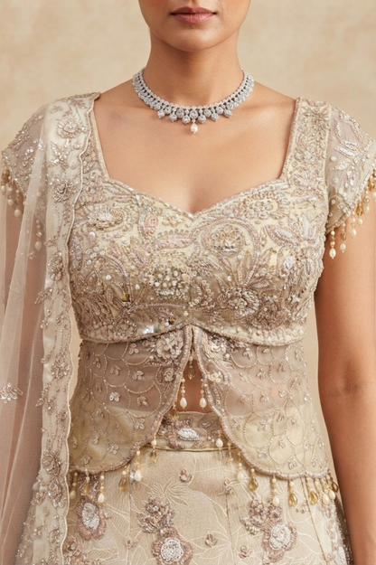 Meher | Cutdana & Zari Embellished Lehenga