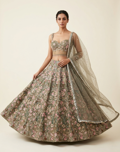 Sage Bloom Lehenga