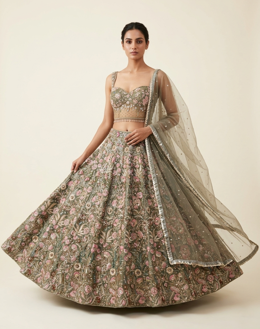 Sage Bloom Lehenga