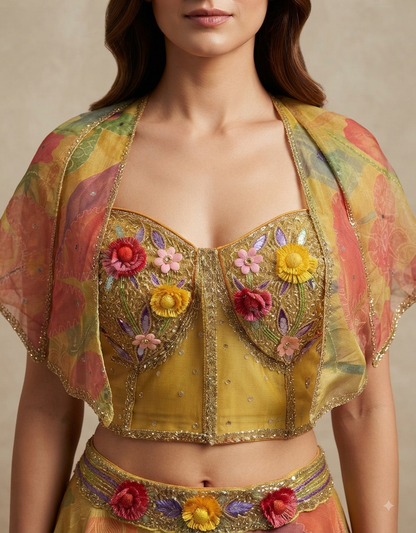 Sunlit Bloom Organza Lehenga Set