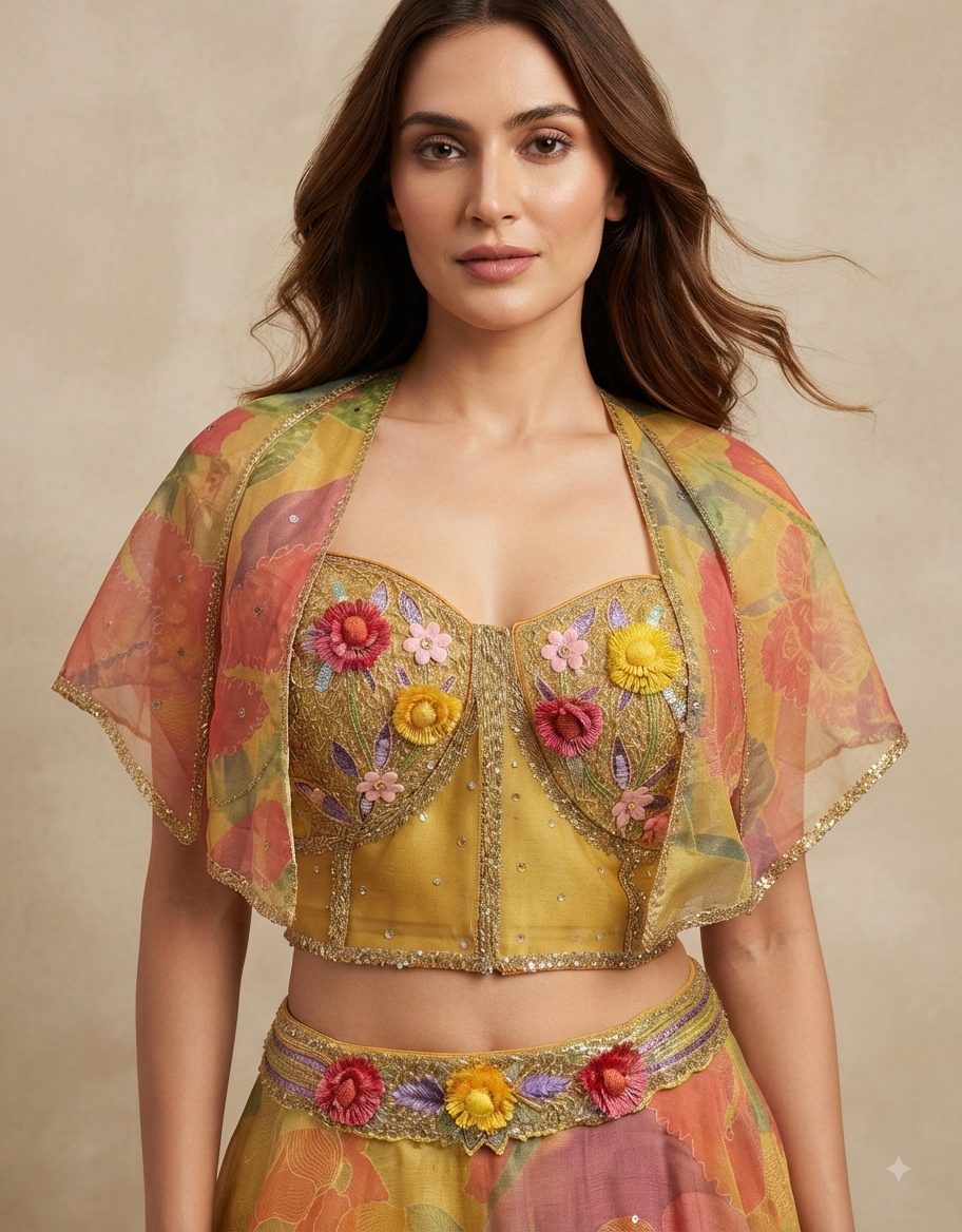 Sunlit Bloom Organza Lehenga Set