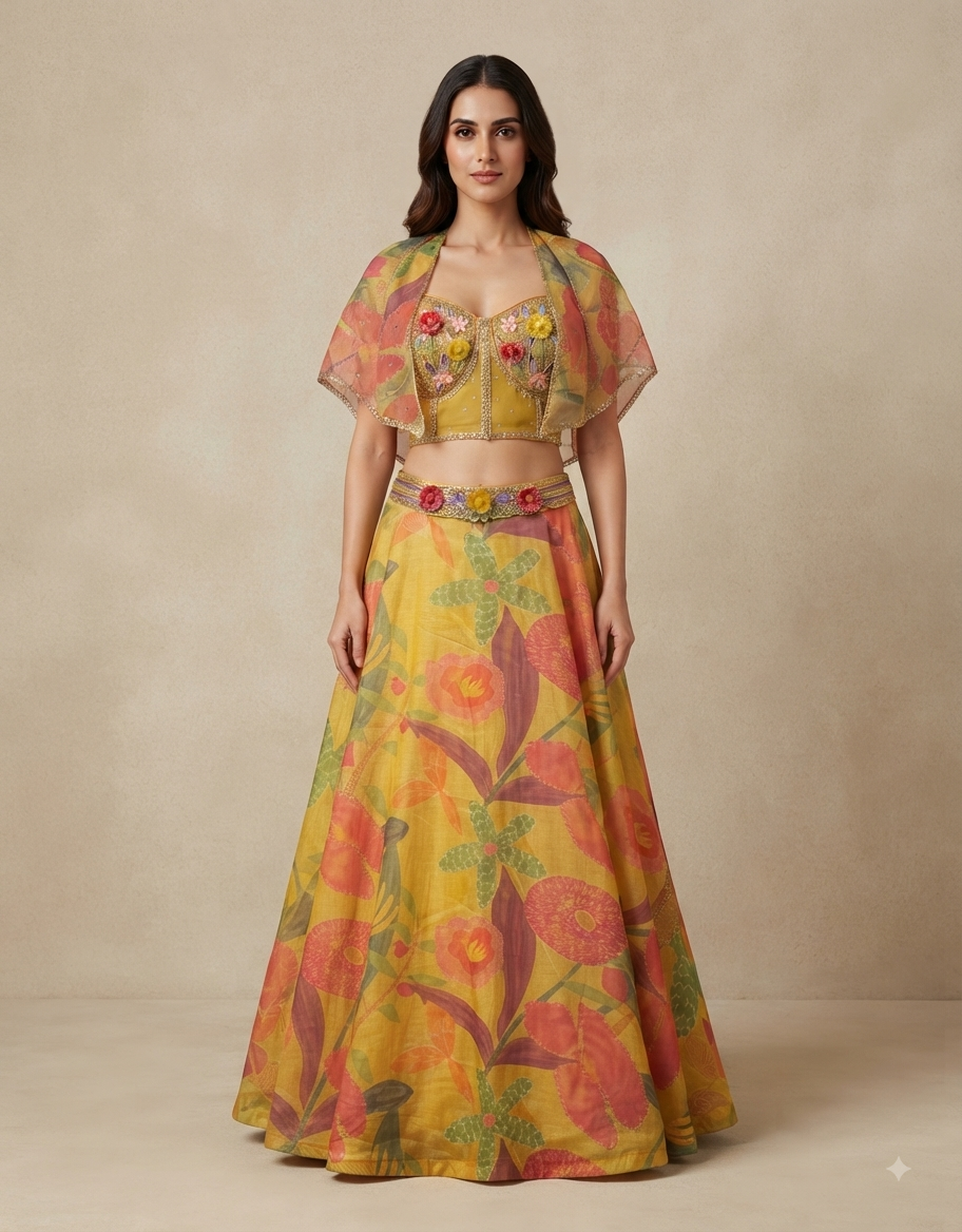 Sunlit Bloom Organza Lehenga Set