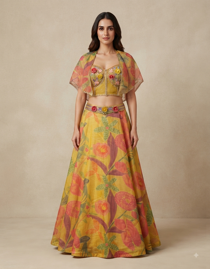 Sunlit Bloom Organza Lehenga Set