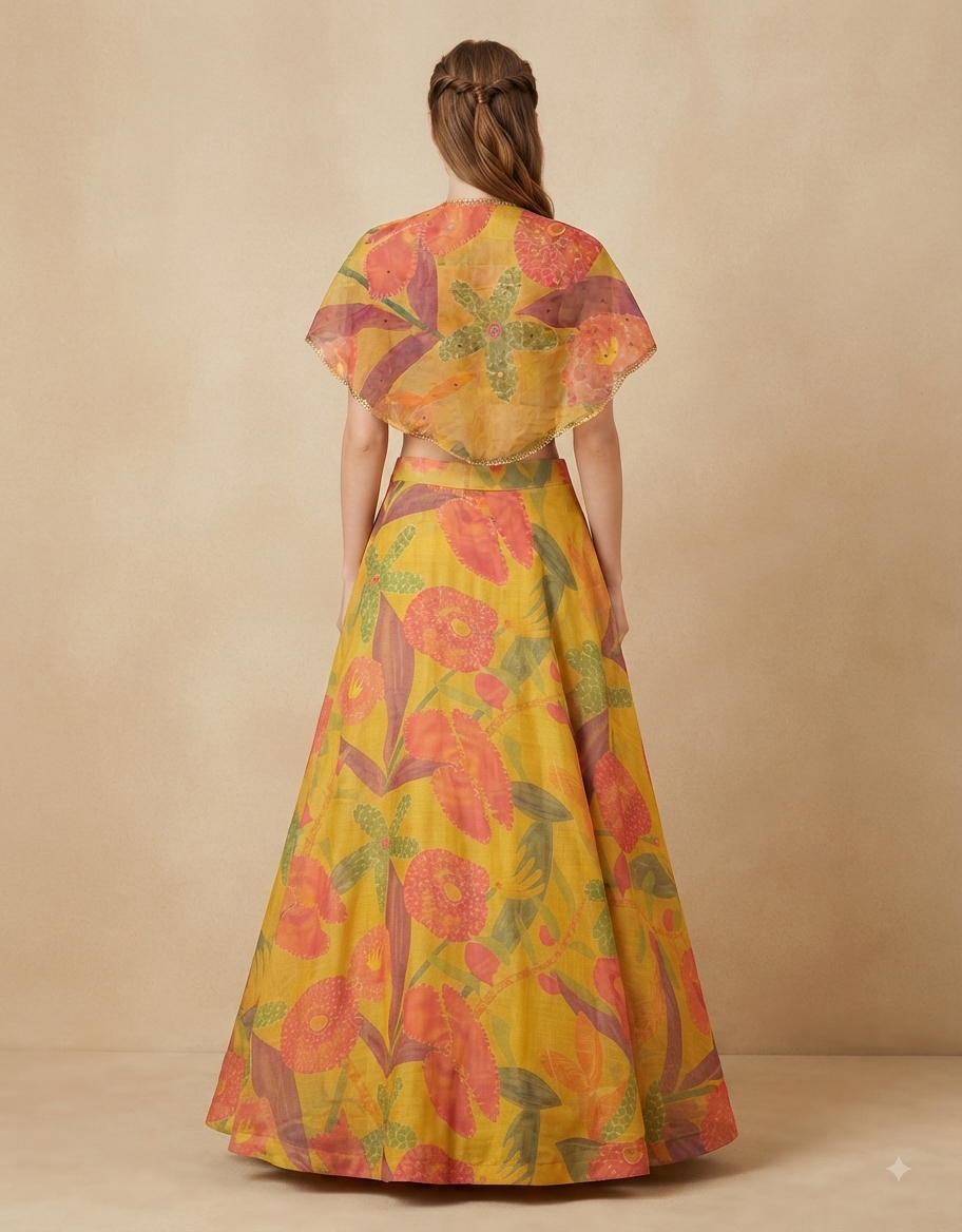 Sunlit Bloom Organza Lehenga Set