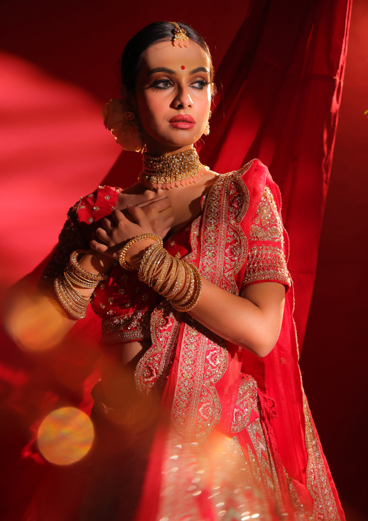 Mandeville Red bridal lehenga Set