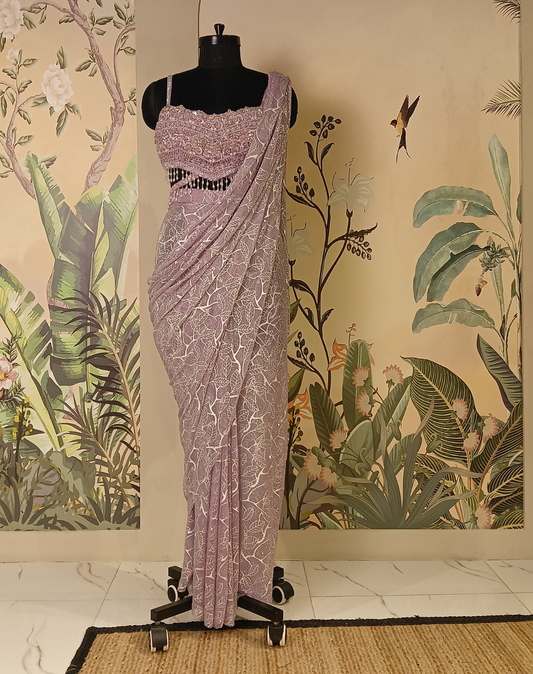 Lavender Gleam Drape Saree