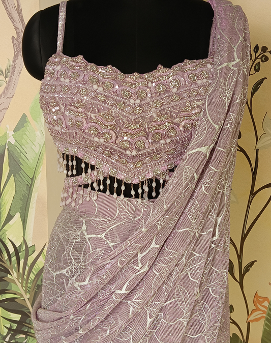 Lavender Gleam Drape Saree