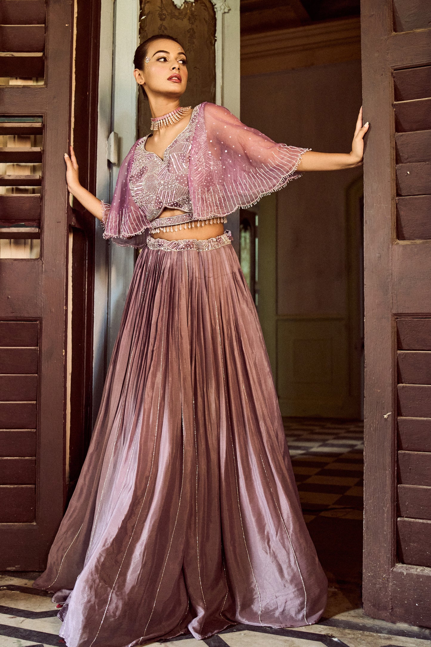 Lustrous Chinon Silk Lehenga