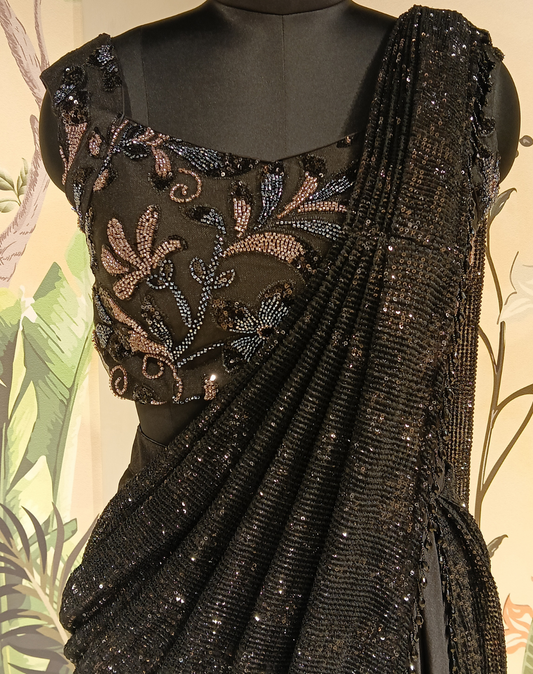 Midnight Noir Drape Saree