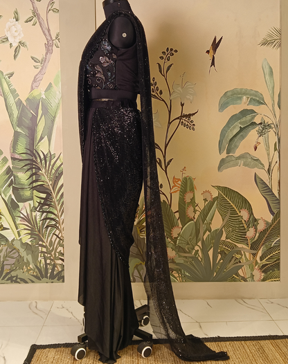 Midnight Noir Drape Saree