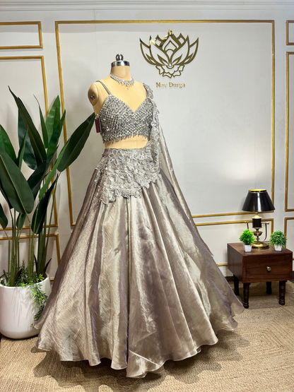 Silver Veil Lehenga