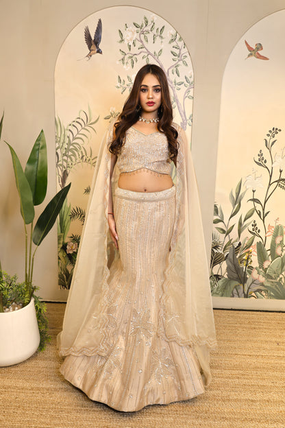 Fishcut Gold Lehenga