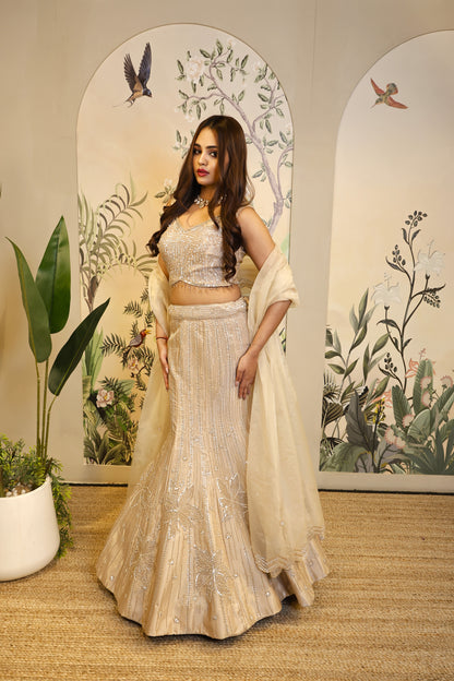 Fishcut Gold Lehenga