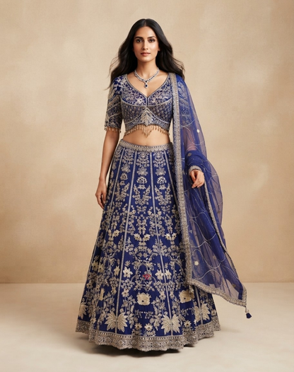 Royal Reverie | Zari & Stone Embellished Bamber Silk Lehenga