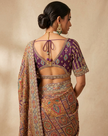 Regal Dabka & Zardosi Tissue Saree with Heritage Mosaic Embroidery