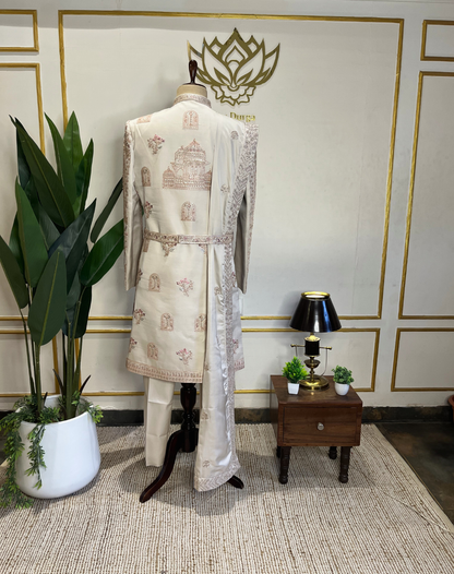 Royal Heritage | Ivory Bamber Silk Sherwani Set