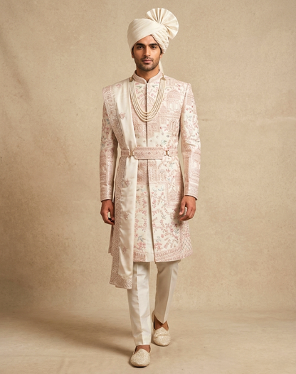 Royal Heritage | Ivory Bamber Silk Sherwani Set