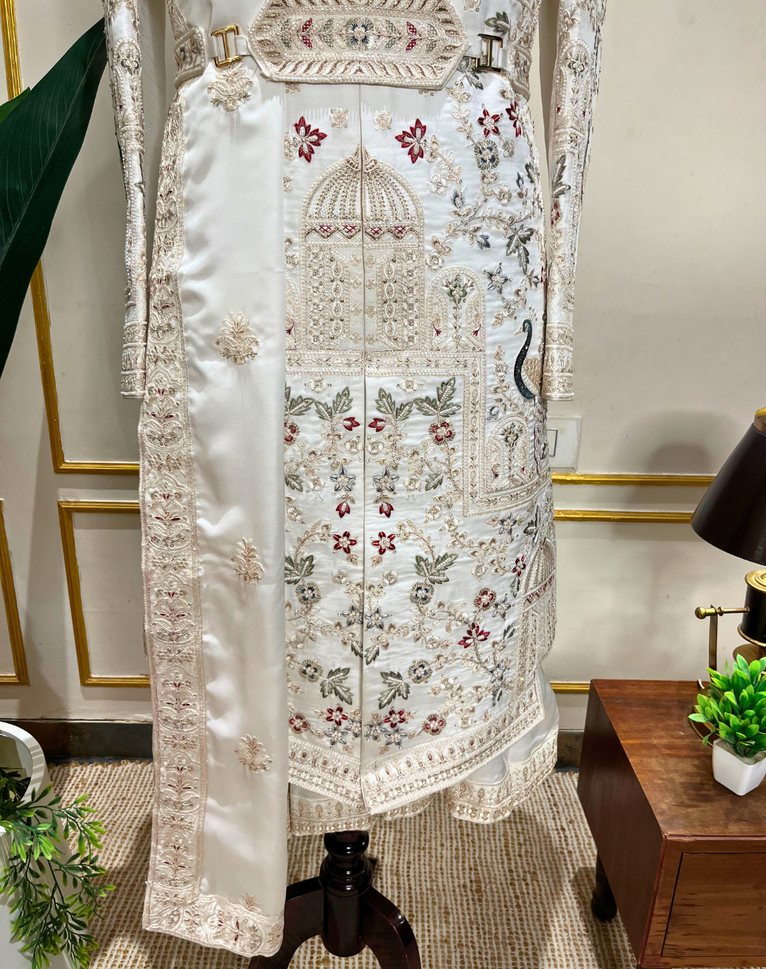 Ivory Heritage Hand-Embroidered Bamber Silk Sherwani Set