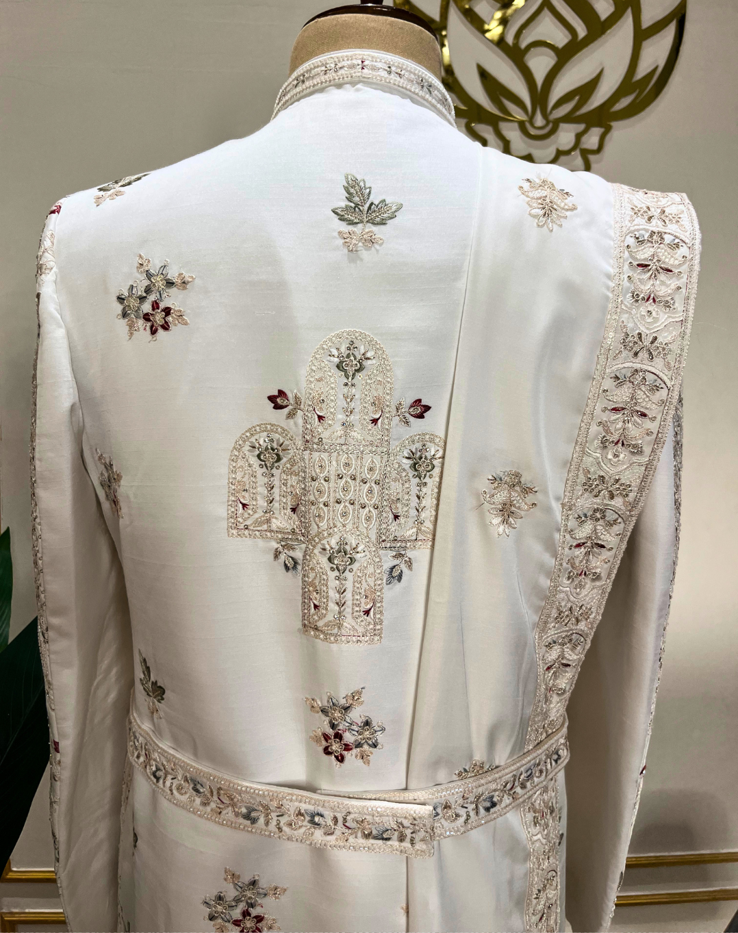 Ivory Heritage Hand-Embroidered Bamber Silk Sherwani Set