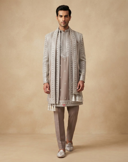 Imperial Motif | Thread Embroidered Men's Indo-Western Jacket Set