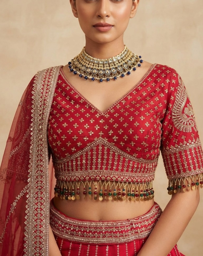 Riwaayat Rouge | Zari & Sequin Embroidered Bridal Lehenga
