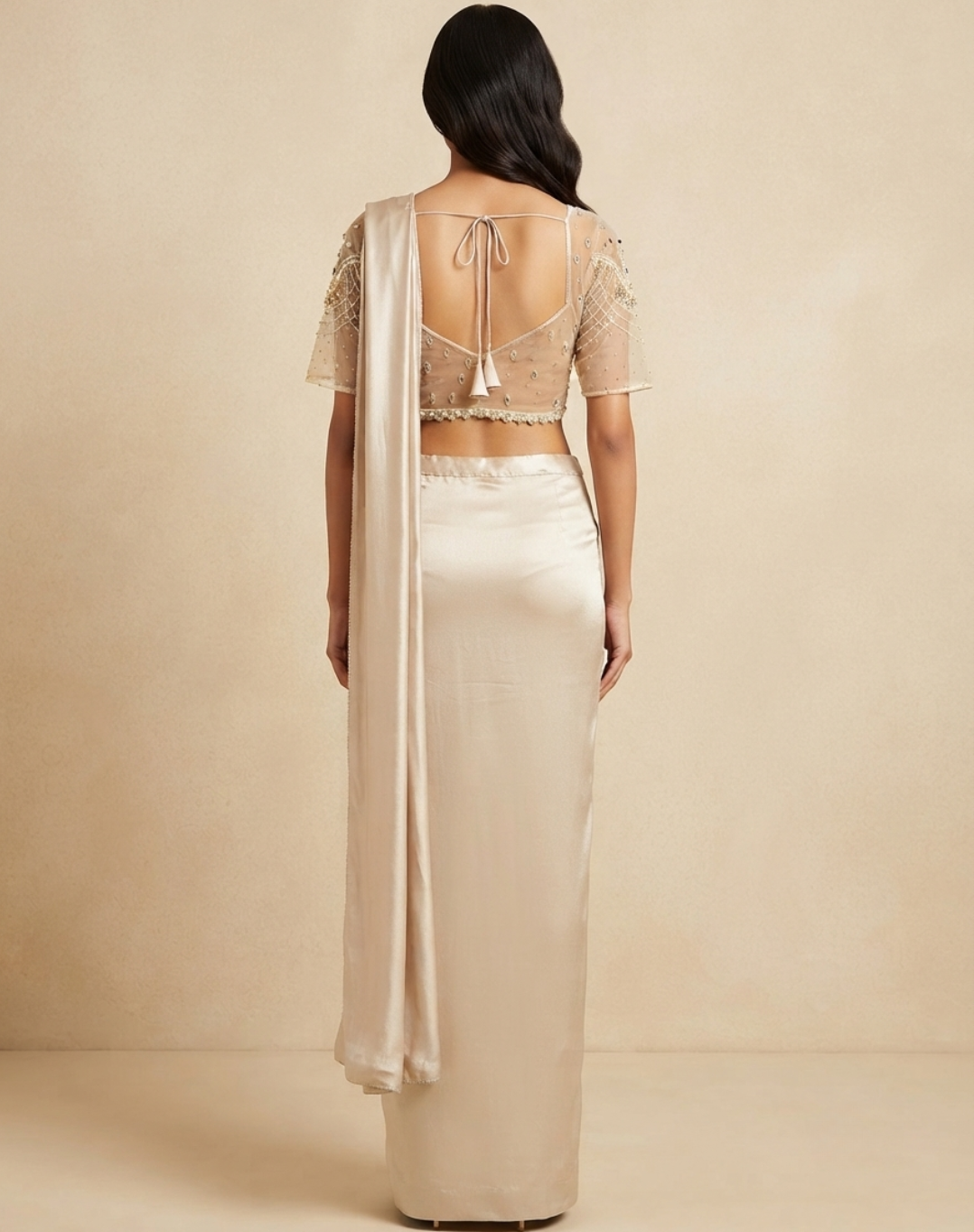 Ivory Prism Drape Saree