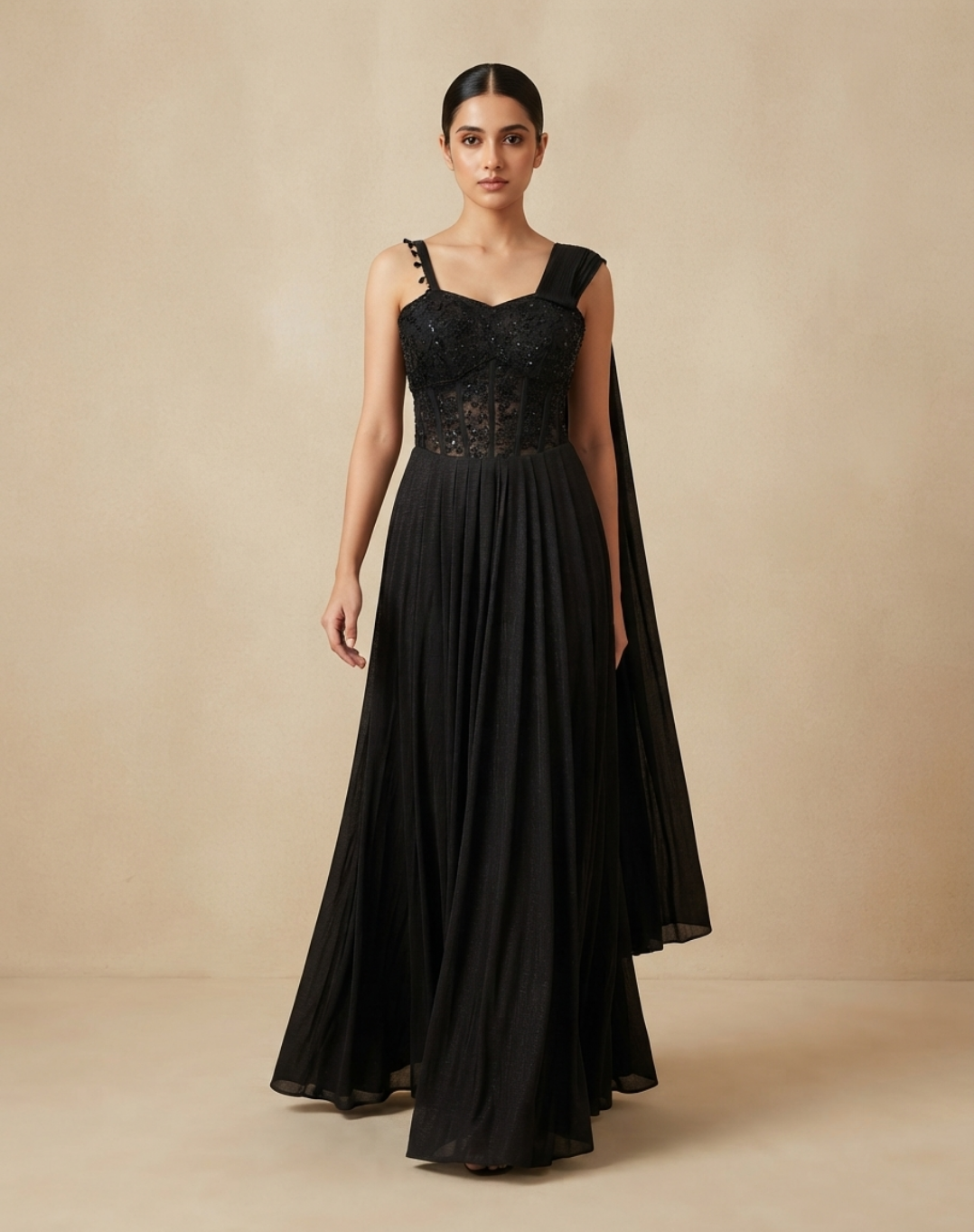 Midnight Muse Draped Skirt Set