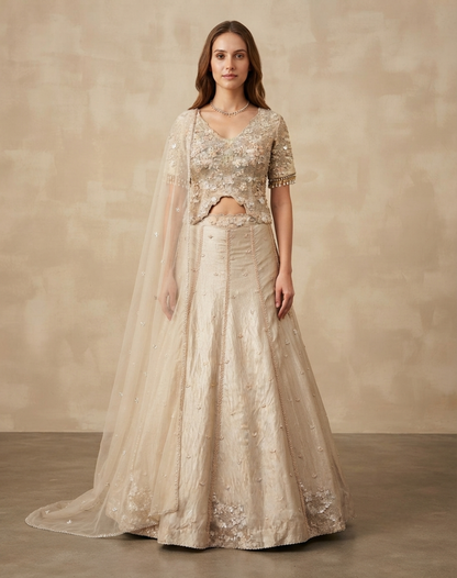 Petal Reverie | Cutdana & Floral Embellished Lehenga