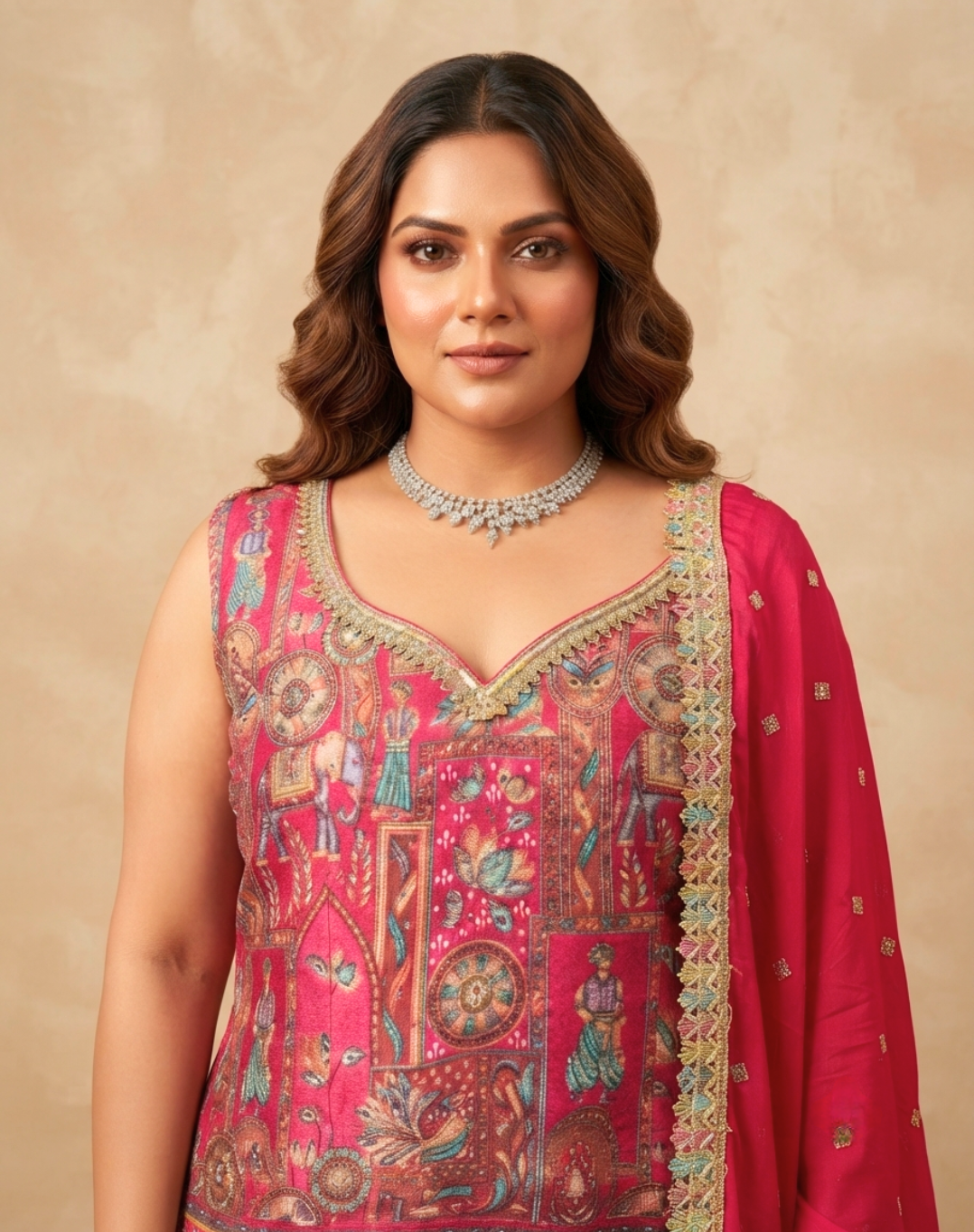 Heritage Brocade Printed Kurta Palazzo Set