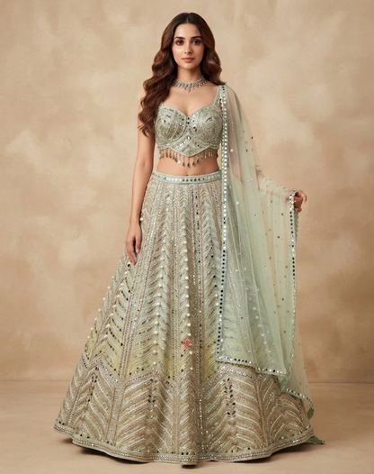 Chevron Charm | Zari & Sequin Embellished Lehenga