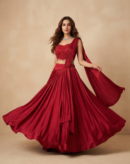 Scarlet Reverie Draped Set