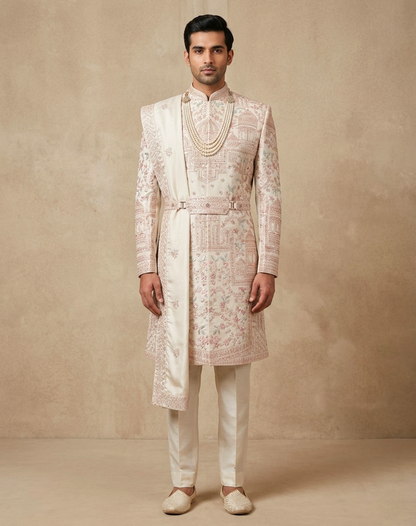Royal Heritage | Ivory Bamber Silk Sherwani Set