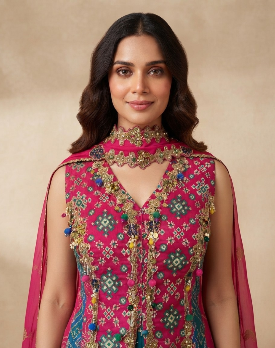 Rangrez Riwaayat | Zari & Mirror Work Printed Banarasi Indo-Western Set