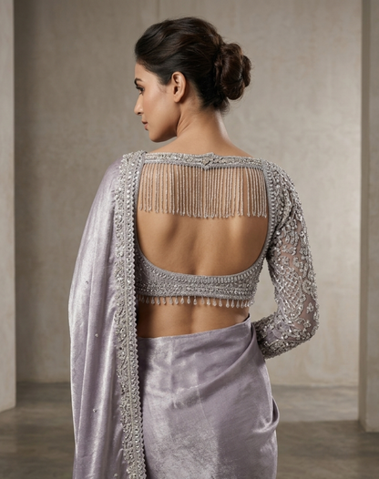 Mauve Rose Cutdana Drape Saree